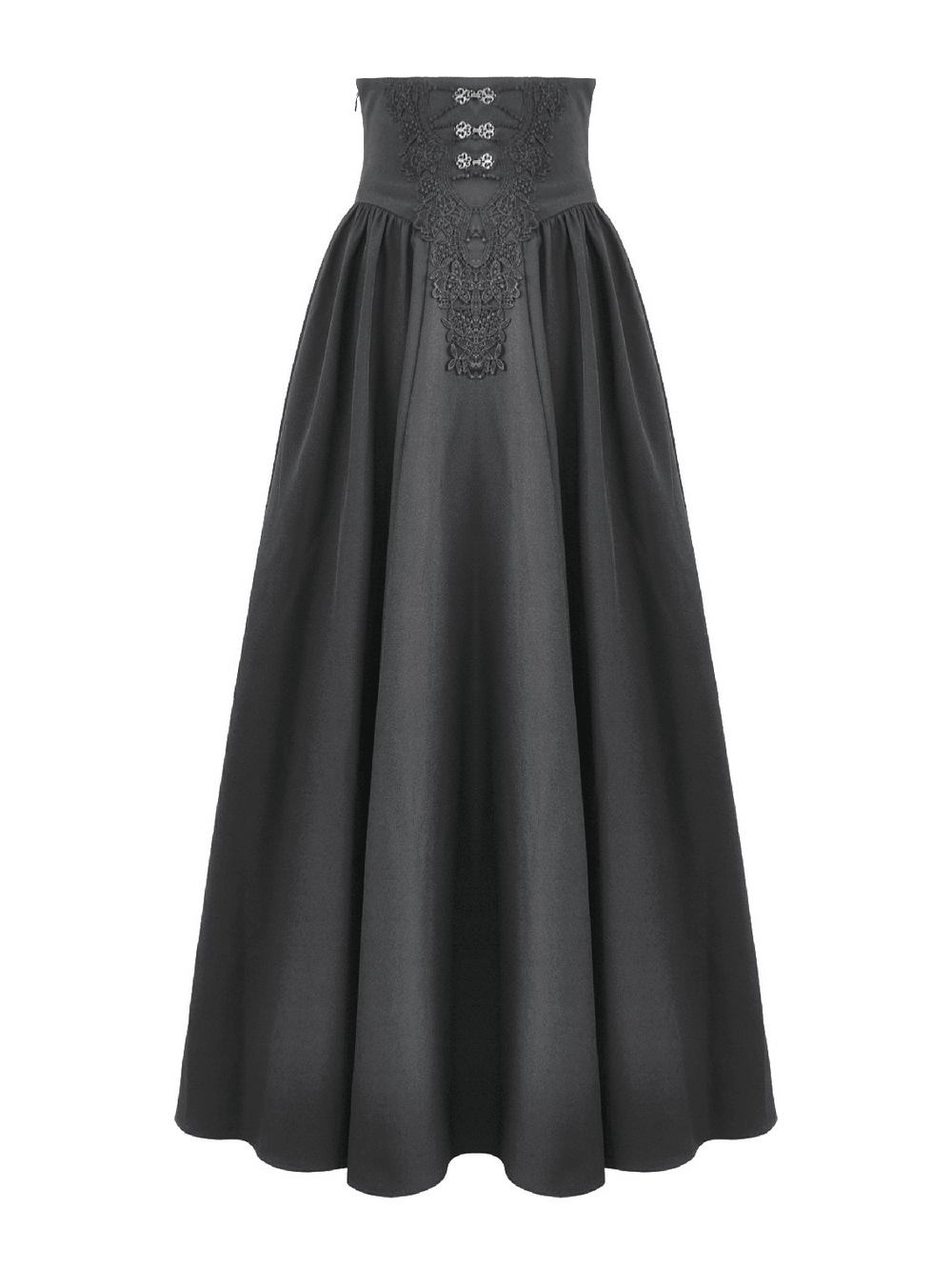 Dark Gothic High Waist Maxi Skirt with Lace Accent