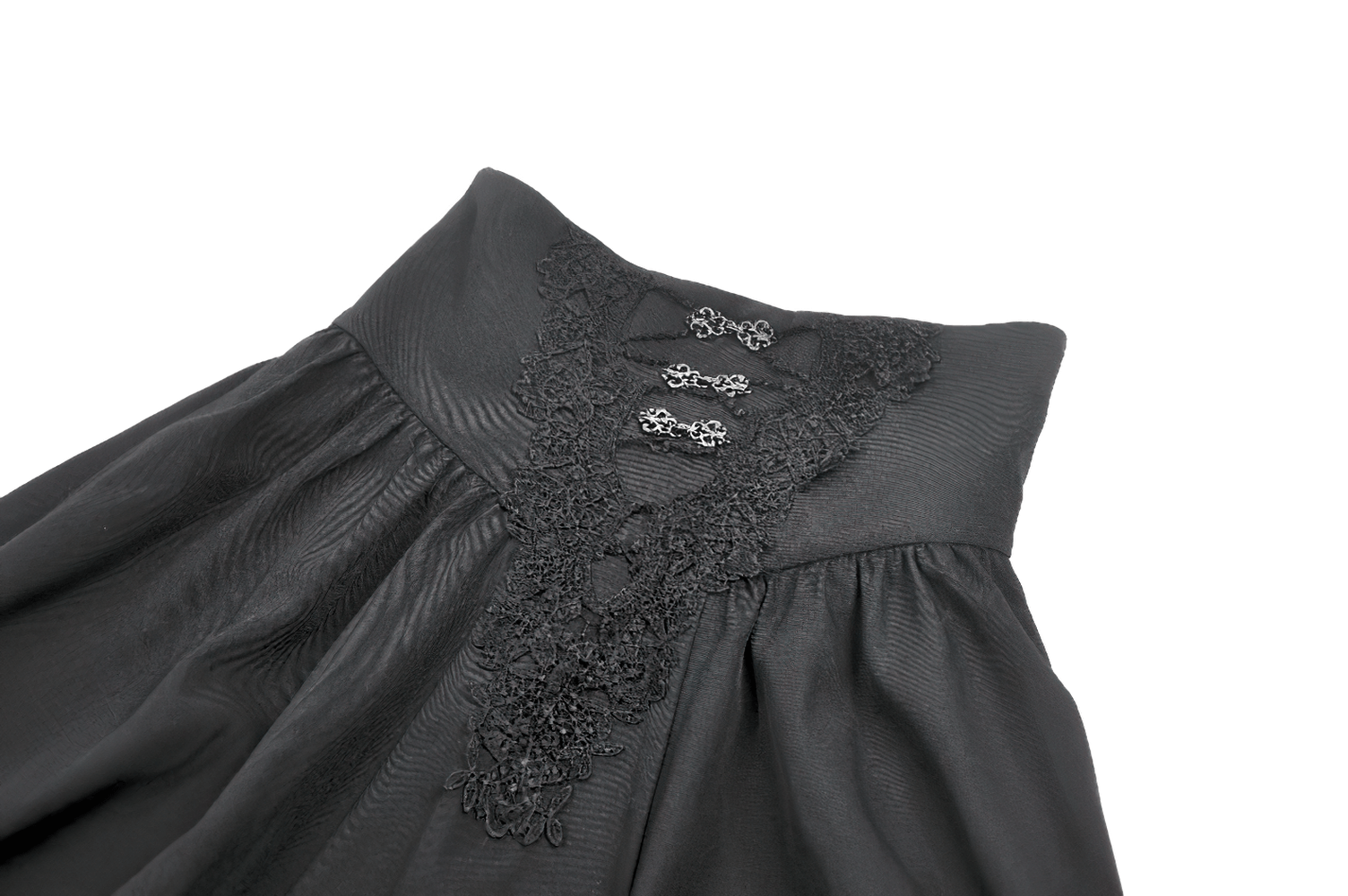 Dark Gothic High Waist Maxi Skirt with Lace Accent