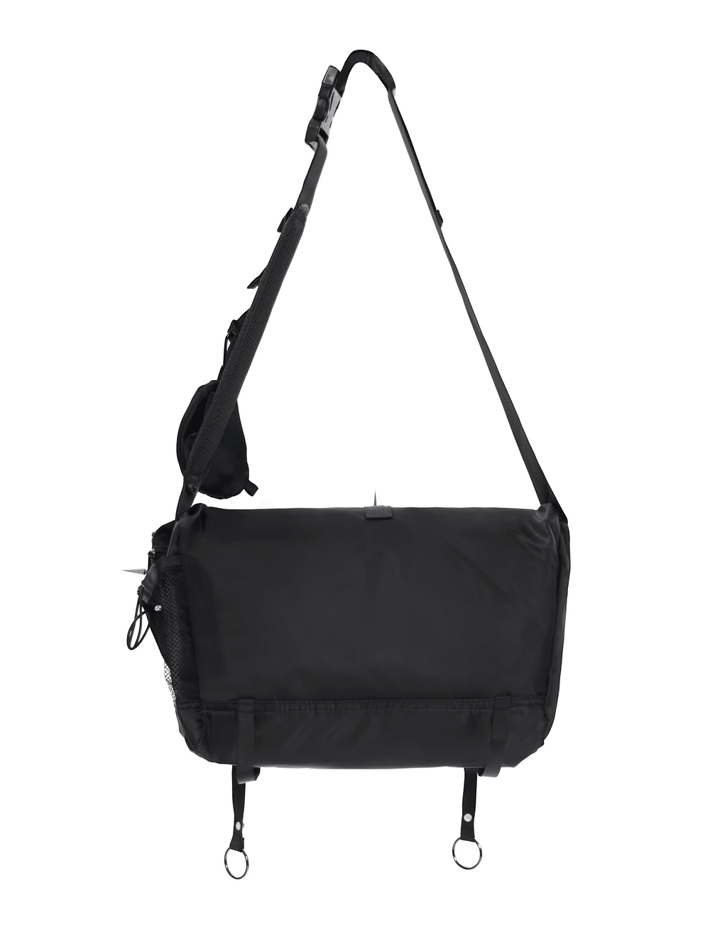Dark Gothic Messenger Bag with Spikes and Pentagram Charm