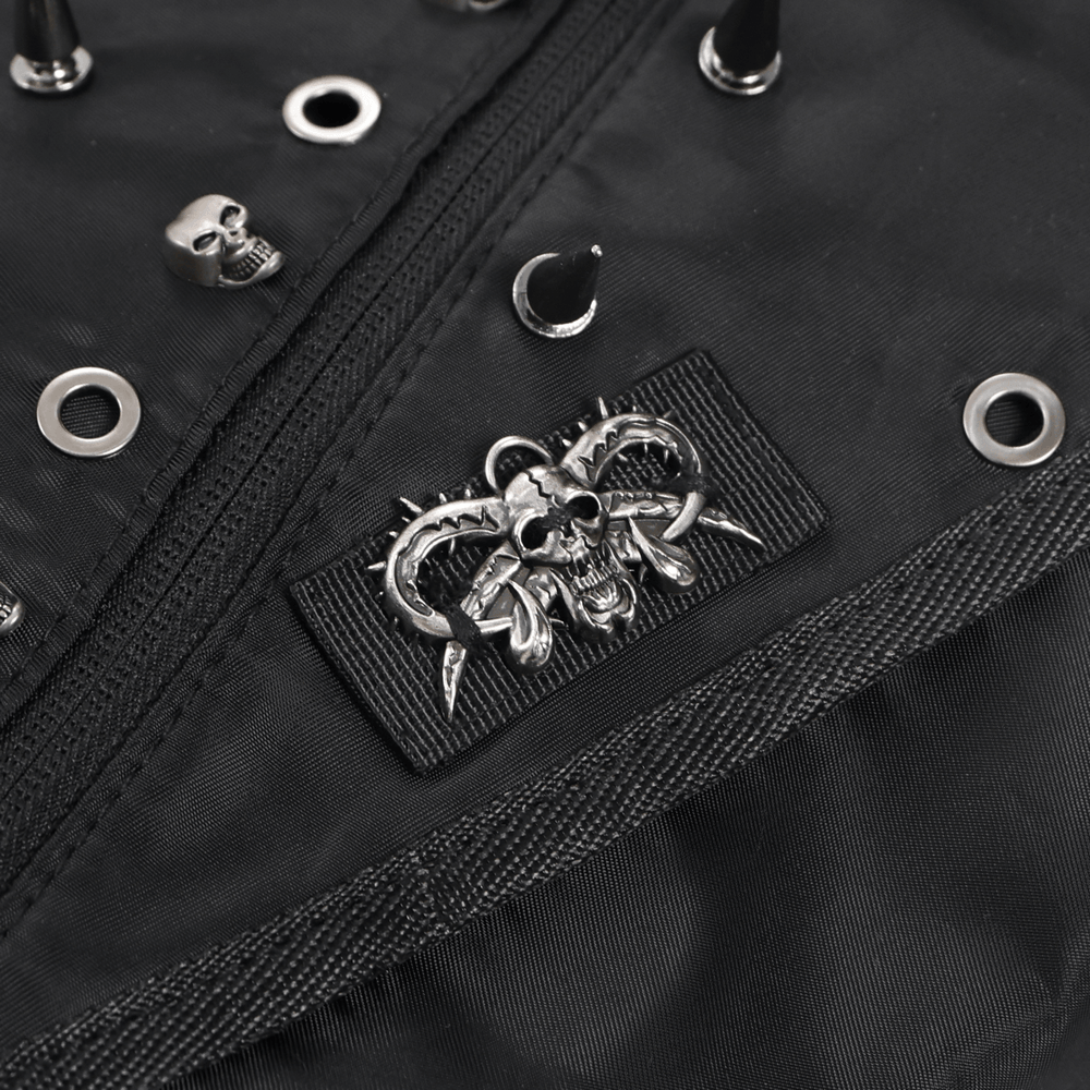 Dark Gothic Messenger Bag with Spikes and Pentagram Charm