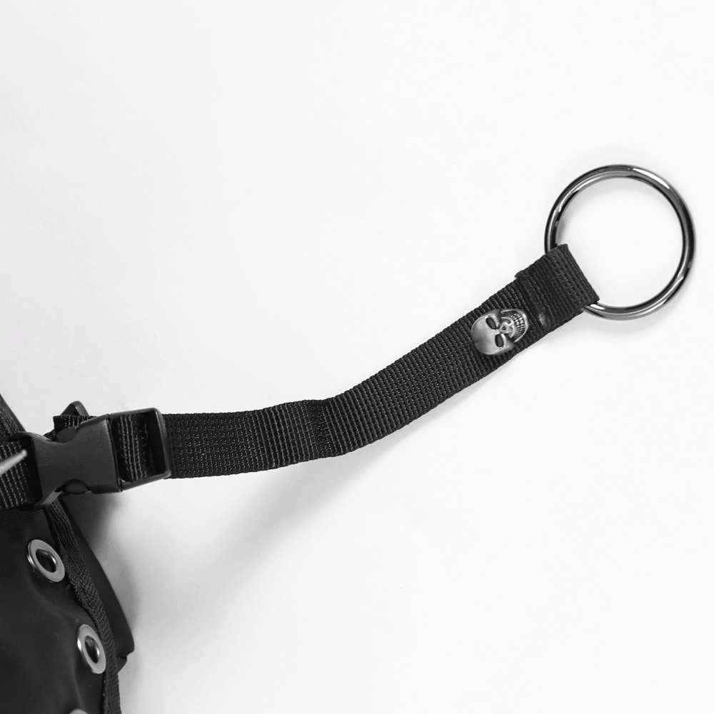 Dark Gothic Messenger Bag with Spikes and Pentagram Charm