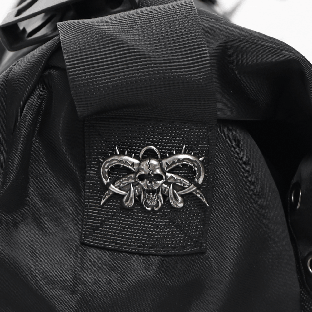 Dark Gothic Messenger Bag with Spikes and Pentagram Charm