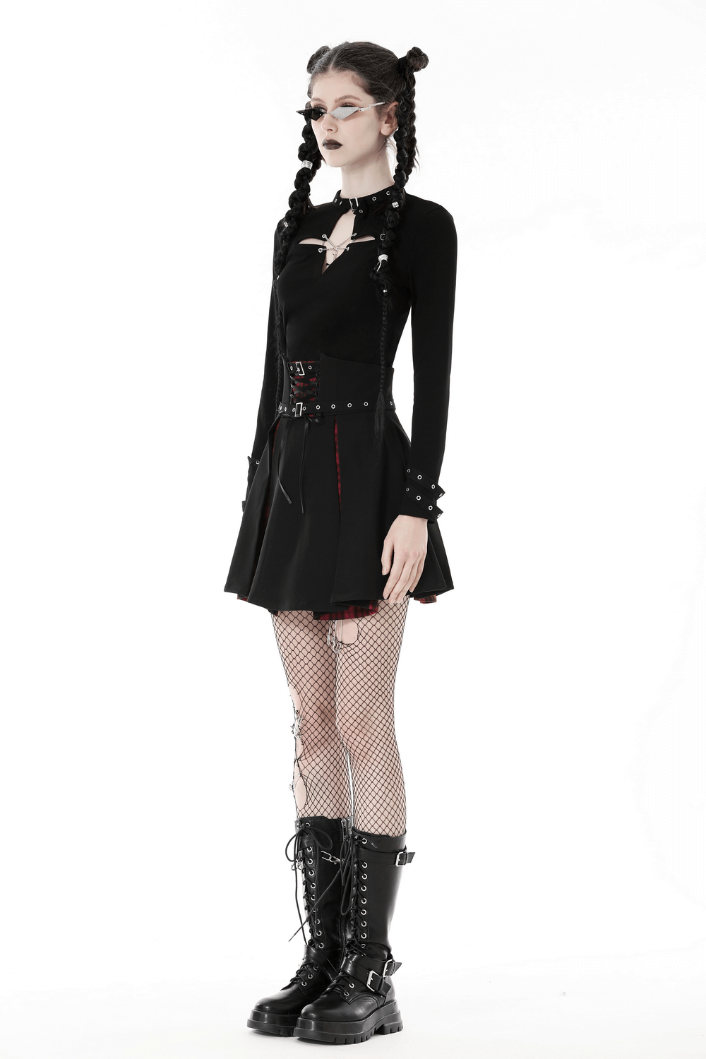 Dark Gothic Punk Women's Cutout Cross Crop Top