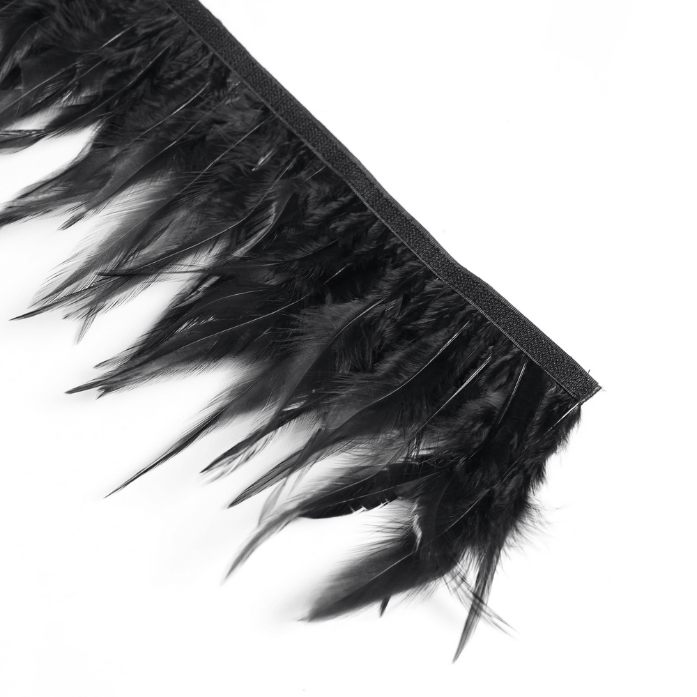 Dark Lolita Party Dress with Lace-Up Back Detail black feather trim for gothic mini dress