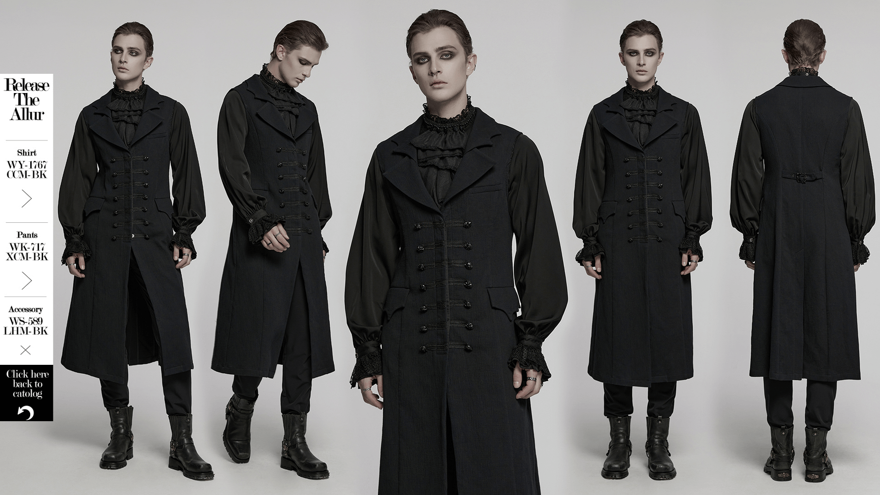 Dark Night Vampire Gentleman Vest with Bat Collar, showcasing gothic elegance and a refined gentlemanly style.