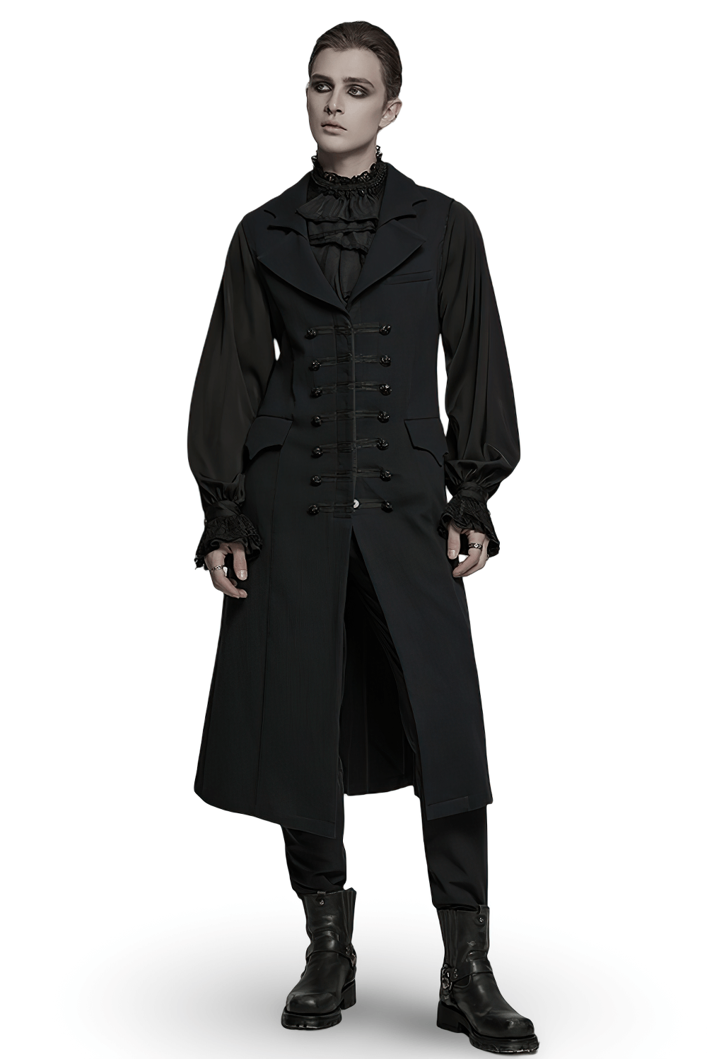 Dark Night Vampire Gentleman Vest with Bat Collar, perfect for Gothic style and dark aesthetics.