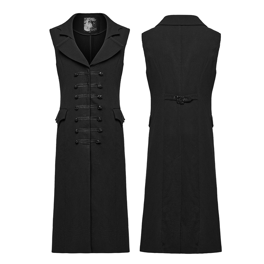 Dark Night Vampire Gentleman Vest with Bat Collar, showcasing a gothic design and intricate buckle details.