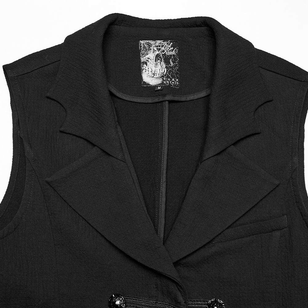 Dark Night Vampire Gentleman Vest featuring a unique bat collar and intricate detailing for Gothic style.