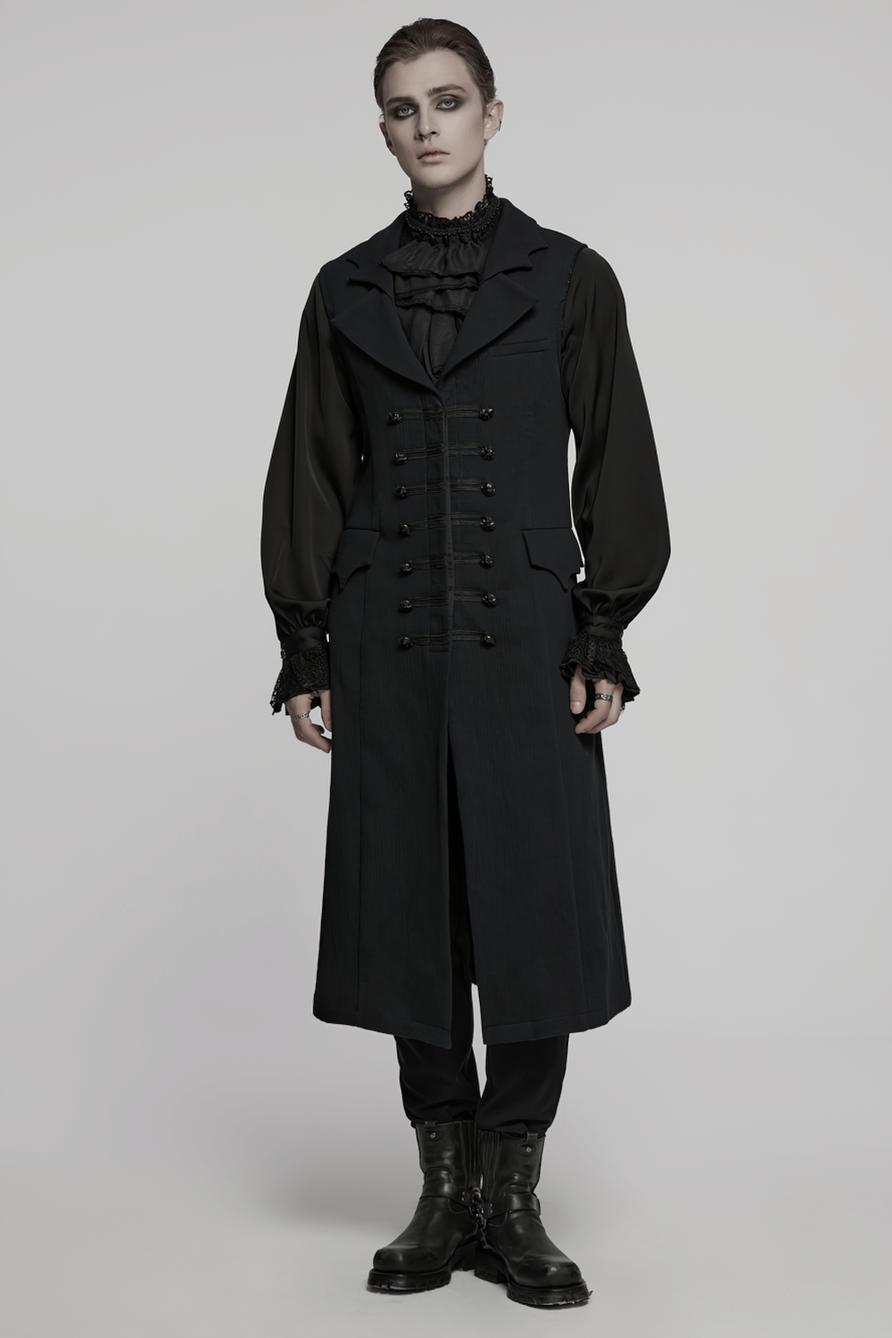 Gothic Dark Night Vampire Gentleman Vest with Bat Collar, stylish and luxurious for a refined vampire aesthetic.