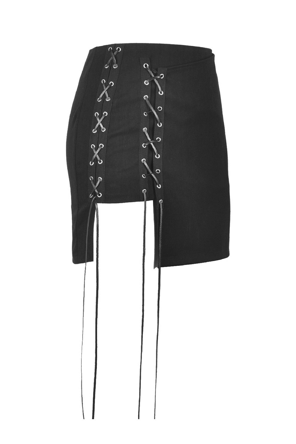 Dark Punk Asymmetrical Lace-Up Mini Skirt for Women