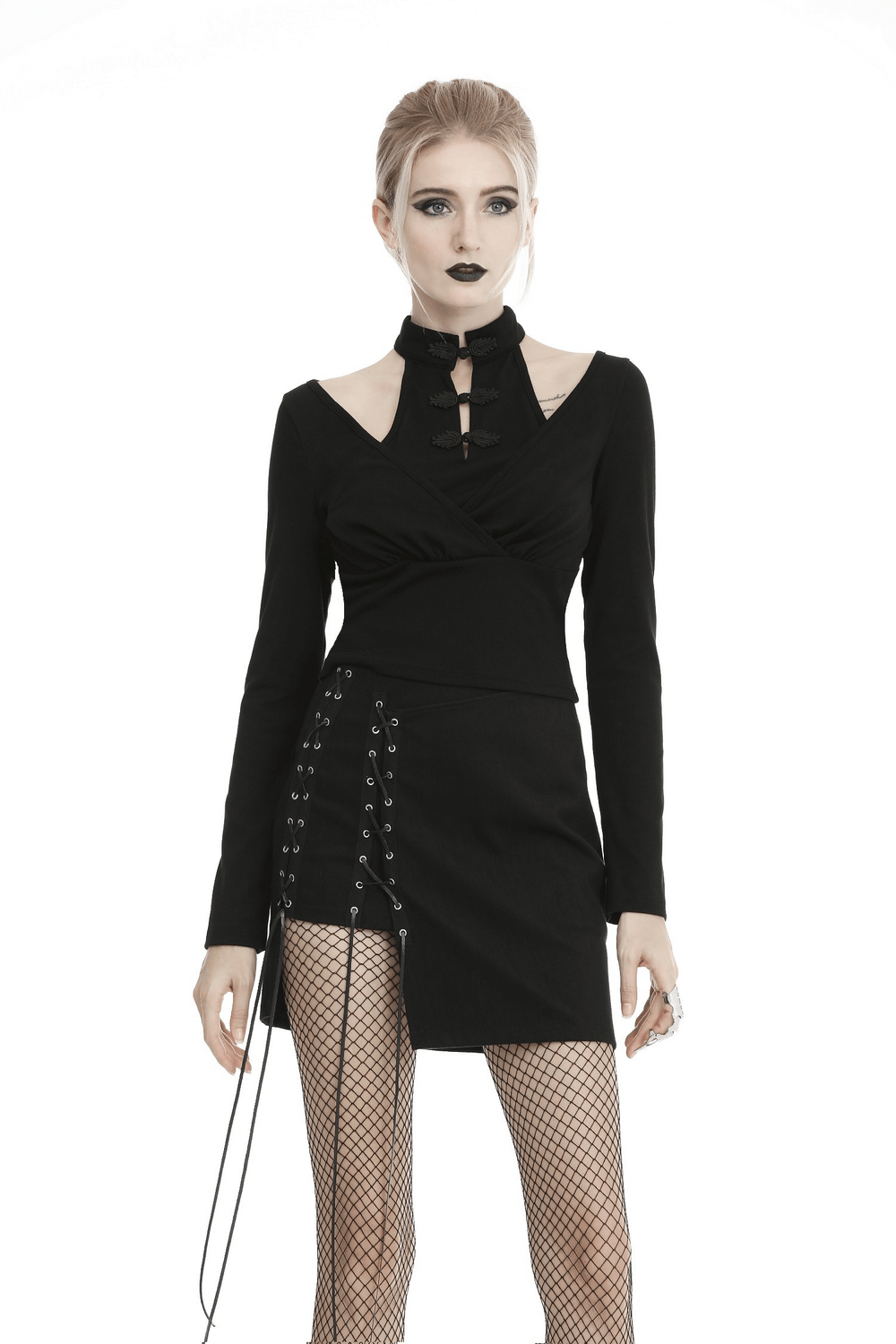 Dark Punk Asymmetrical Lace-Up Mini Skirt for Women