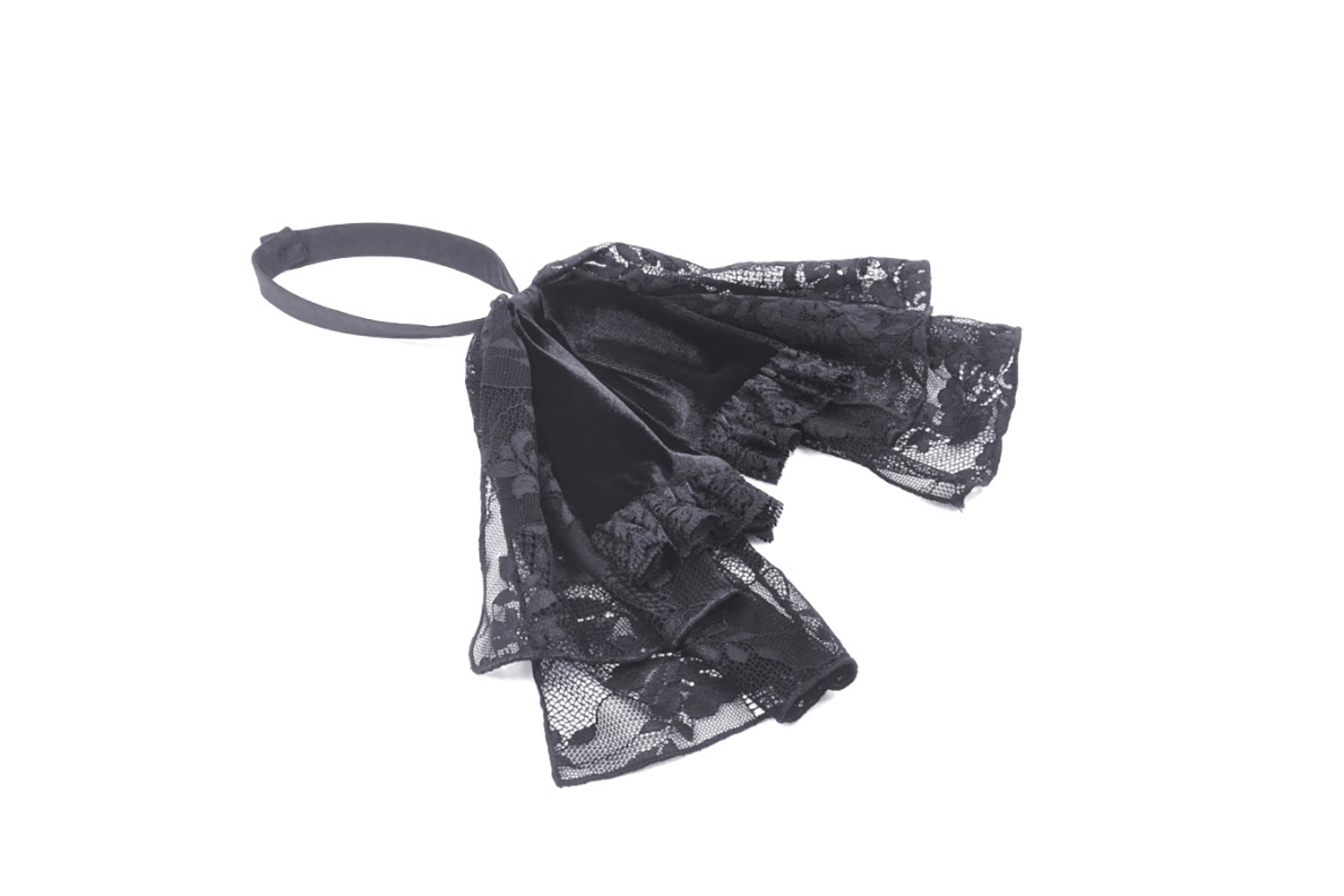 Gothic black lace collar with ruffle detail, perfect for adding a Victorian touch to any dark fashion outfit.