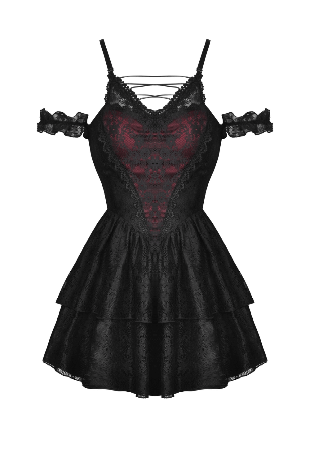 Dark Romantic Gothic Lace Off-Shoulder Mini Dress