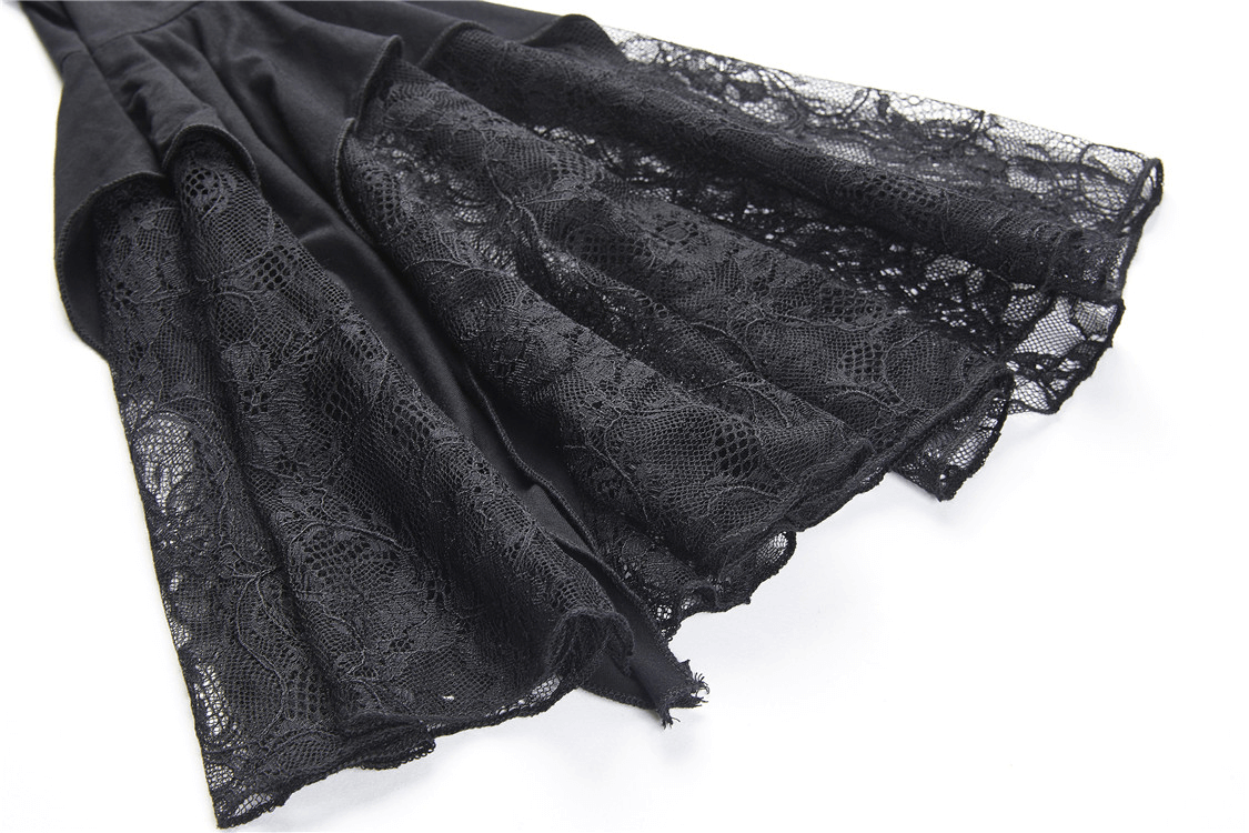 Dark Romantic Lace Top with Long and Flared Sleeves