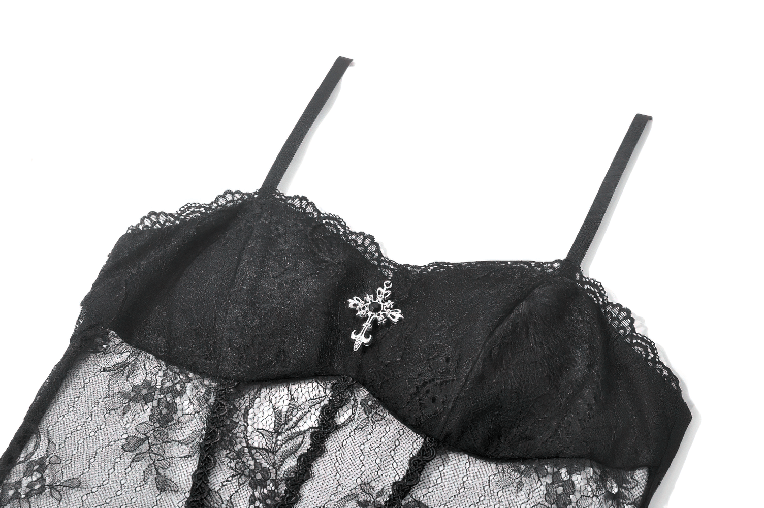 Dark Romantic Mesh Dress with Lace Up Back and Cami Straps