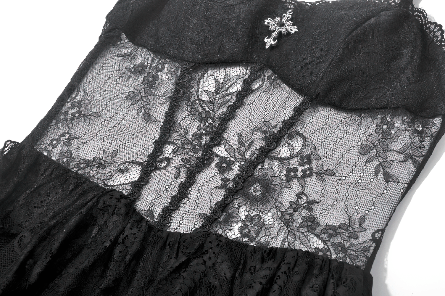 Dark Romantic Mesh Dress with Lace Up Back and Cami Straps