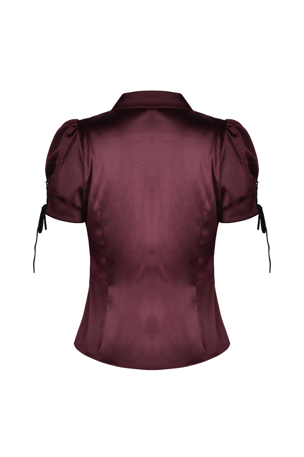 Dark Romantic Wine Red Blouse with Puff Sleeves