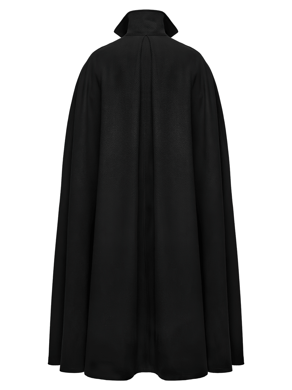 Dark Victorian Black Wool Cloak with Stand Collar, dramatic gothic full-length cape with textured wool and vampire flair