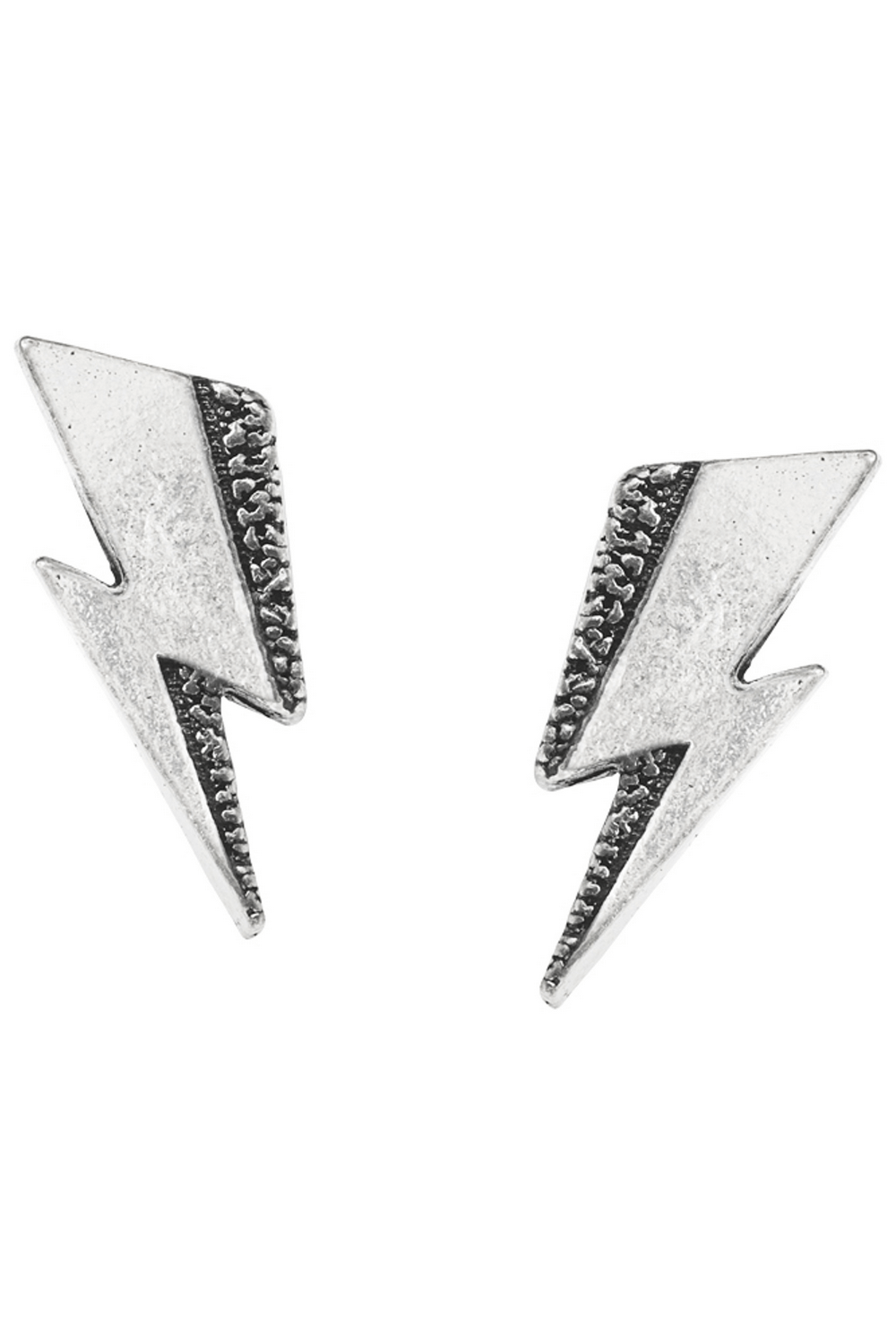 David Bowie inspired lightning bolt stud earrings, perfect for rock fans and bold accessory lovers.