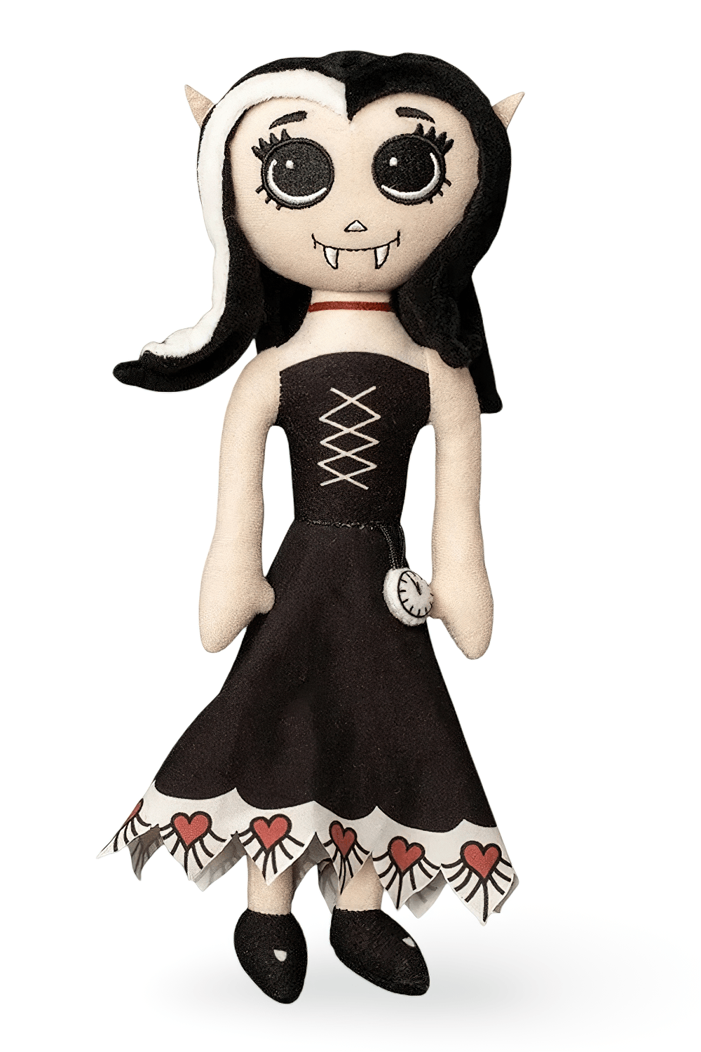 Dead Under The Bed Vampire Plush Doll Keepsake, black plush doll with a charming design, bedtime guardian toy.