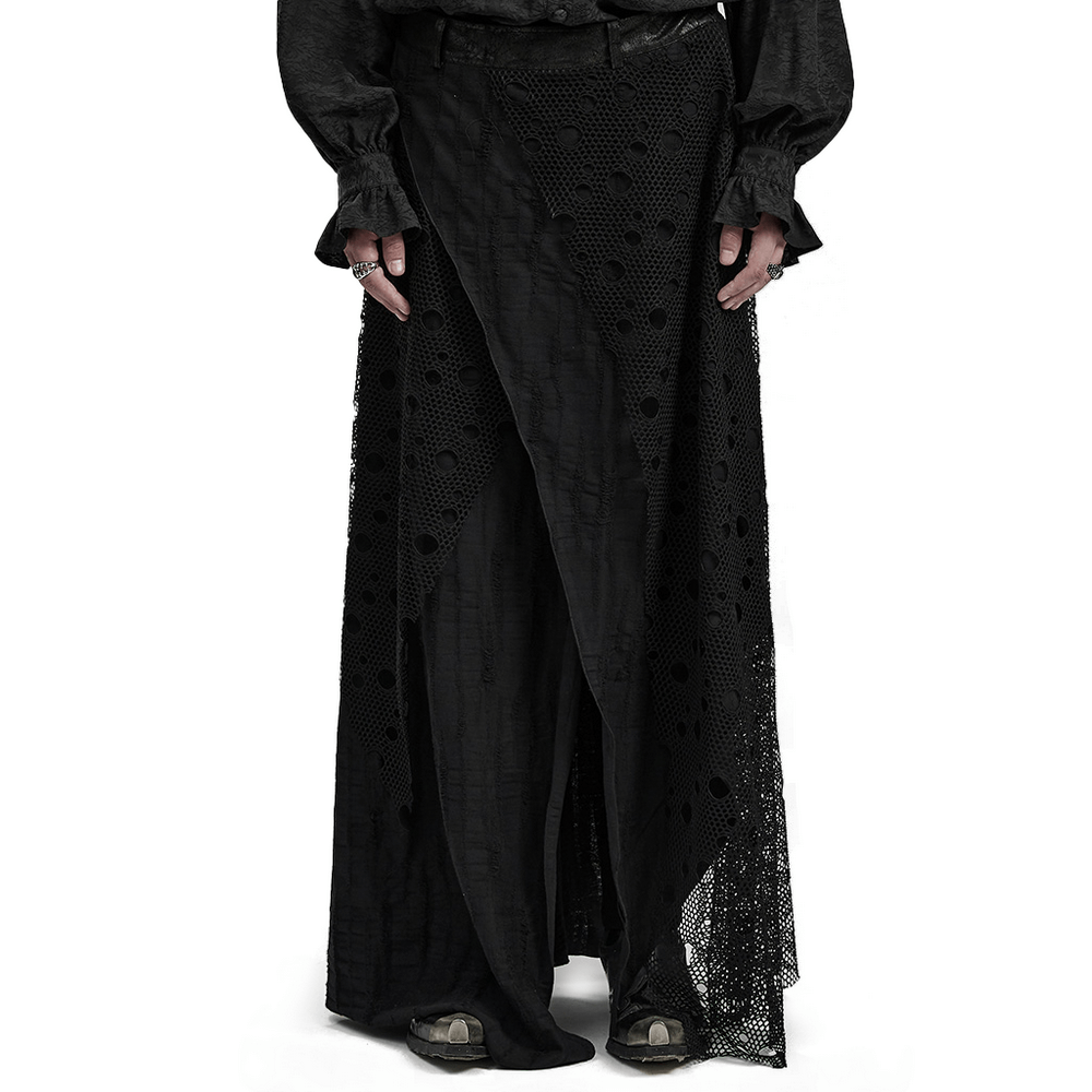 Decadent Mesh Layered Asymmetrical Dark Goth Male Skirt - HARD'N'HEAVY