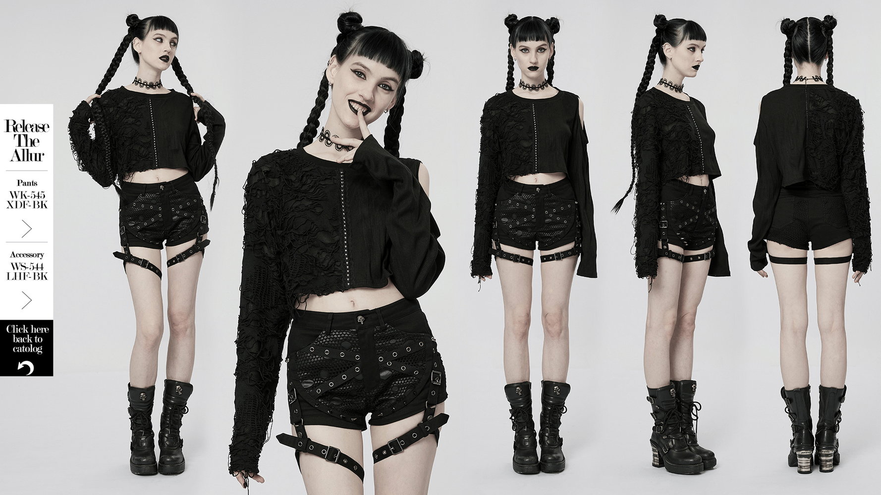 Decayed Mesh Gothic Top with Pleat and Lace Splicing - HARD'N'HEAVY