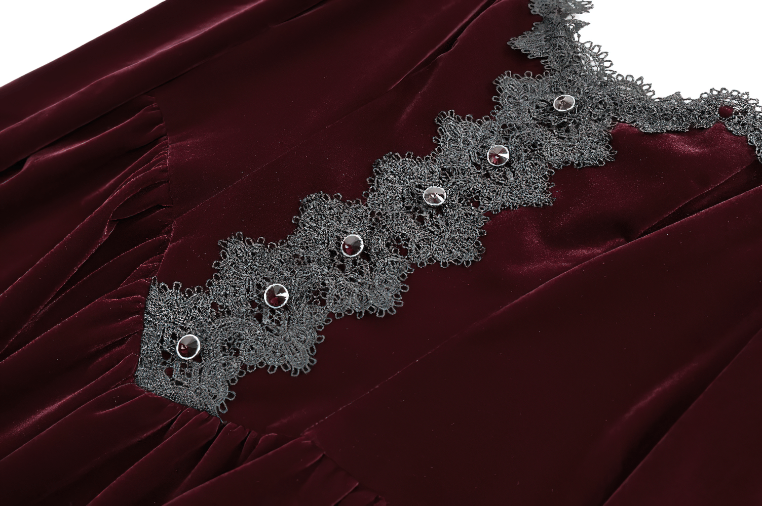 Delicate Mini Dress with Lace and Keyhole Neckline burgundy velvet Gothic dress with lace appliqués and ornate buttons