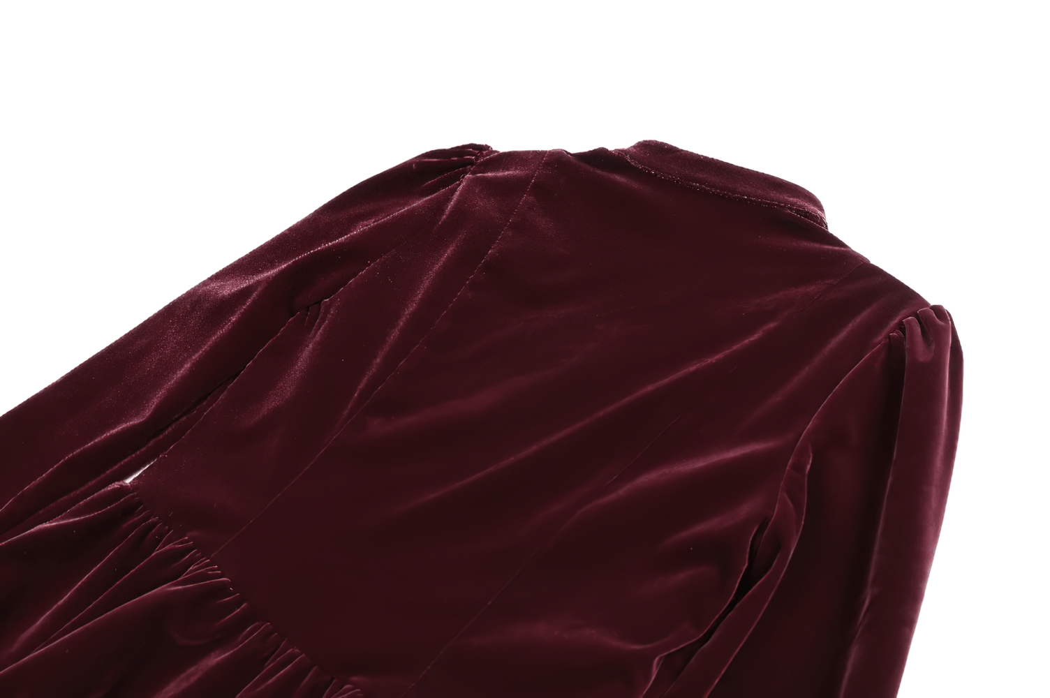 Delicate Mini Dress with Lace and Keyhole Neckline, burgundy velvet Gothic skater dress with puff sleeves and ornate button trim