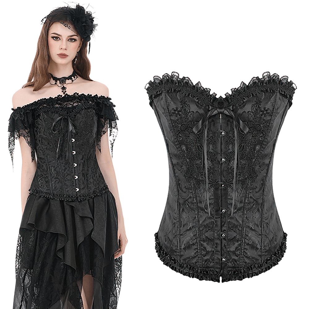 Delicate Overbust Corset with Floral Brocade Detailing