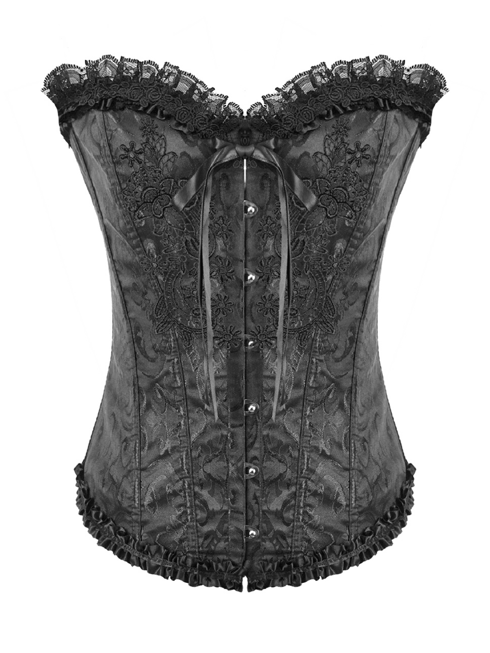 Delicate Overbust Corset with Floral Brocade Detailing
