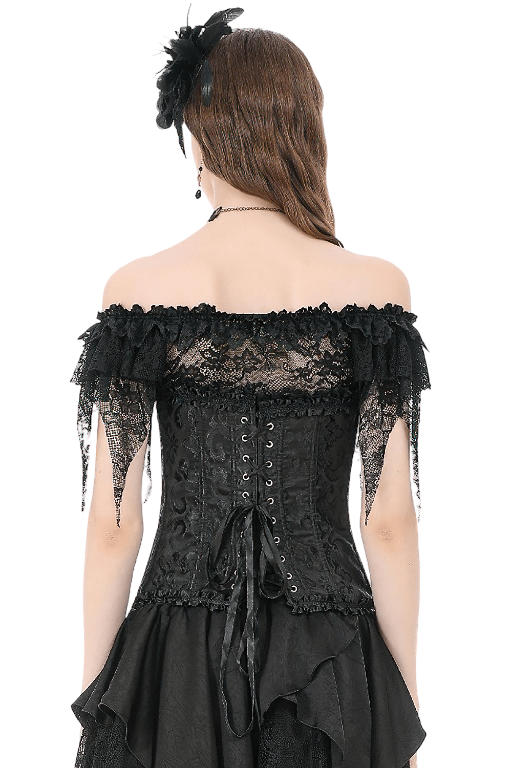 Delicate Overbust Corset with Floral Brocade Detailing