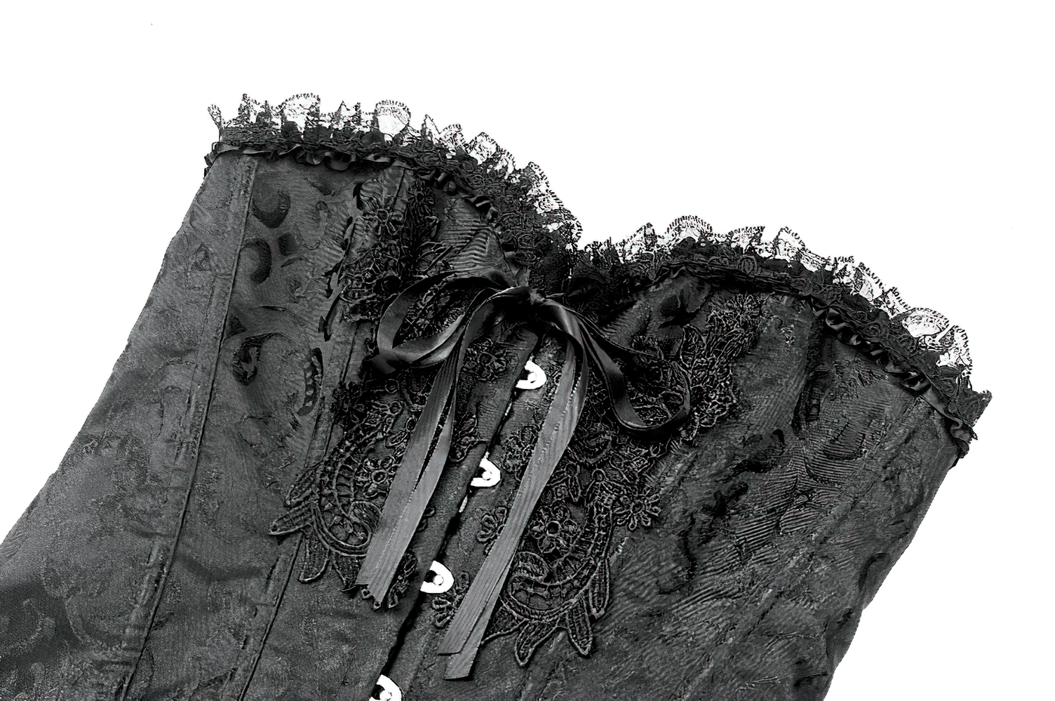 Delicate Overbust Corset with Floral Brocade Detailing