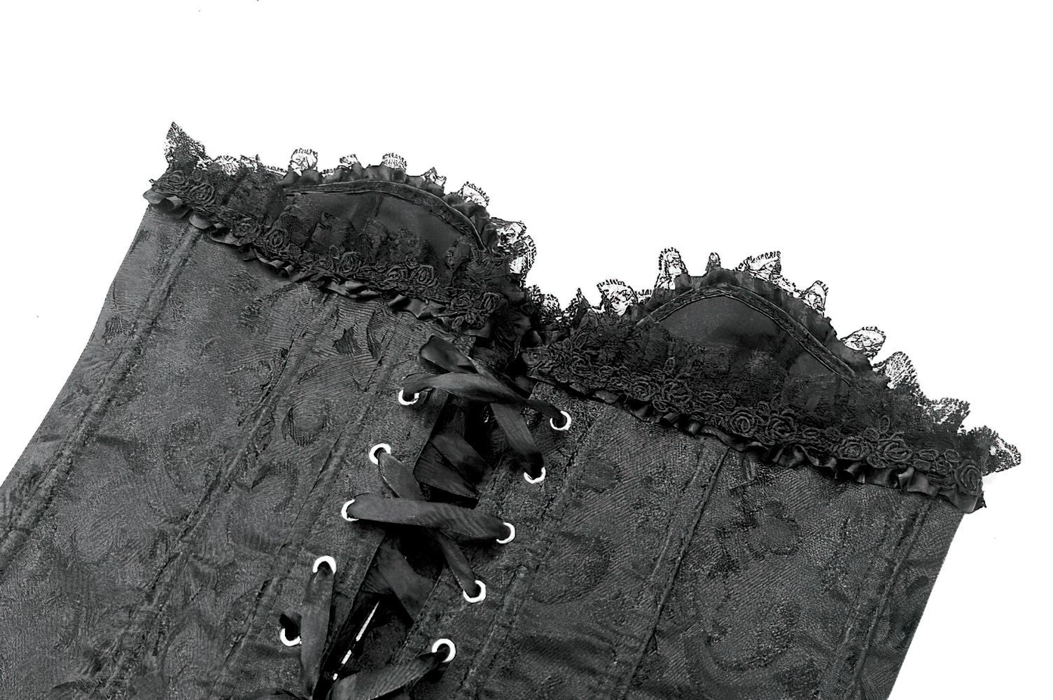 Delicate Overbust Corset with Floral Brocade Detailing