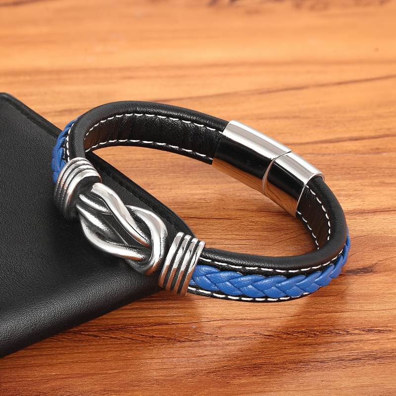Deluxe Irregular Graphic Accessories Men's Leather Bracelet / Stainless Steel Leather Bracelet - HARD'N'HEAVY