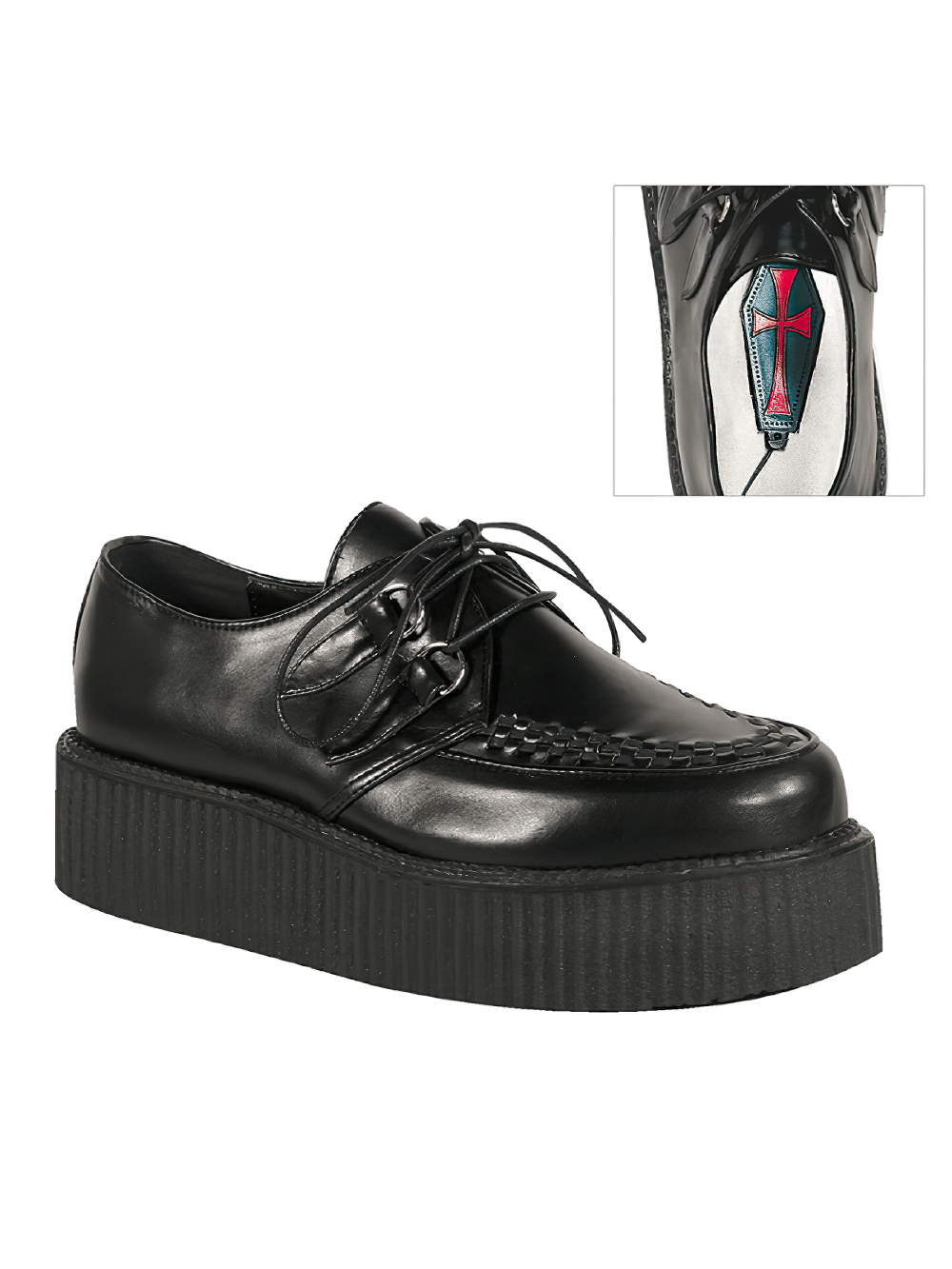 DEMONIA CRE219/BVEL 3 Platform Women's Black Embroidery Goth Punk DEMONIA CRE219/BVEL 3 Platform Women's Black Embroidery Goth Punk