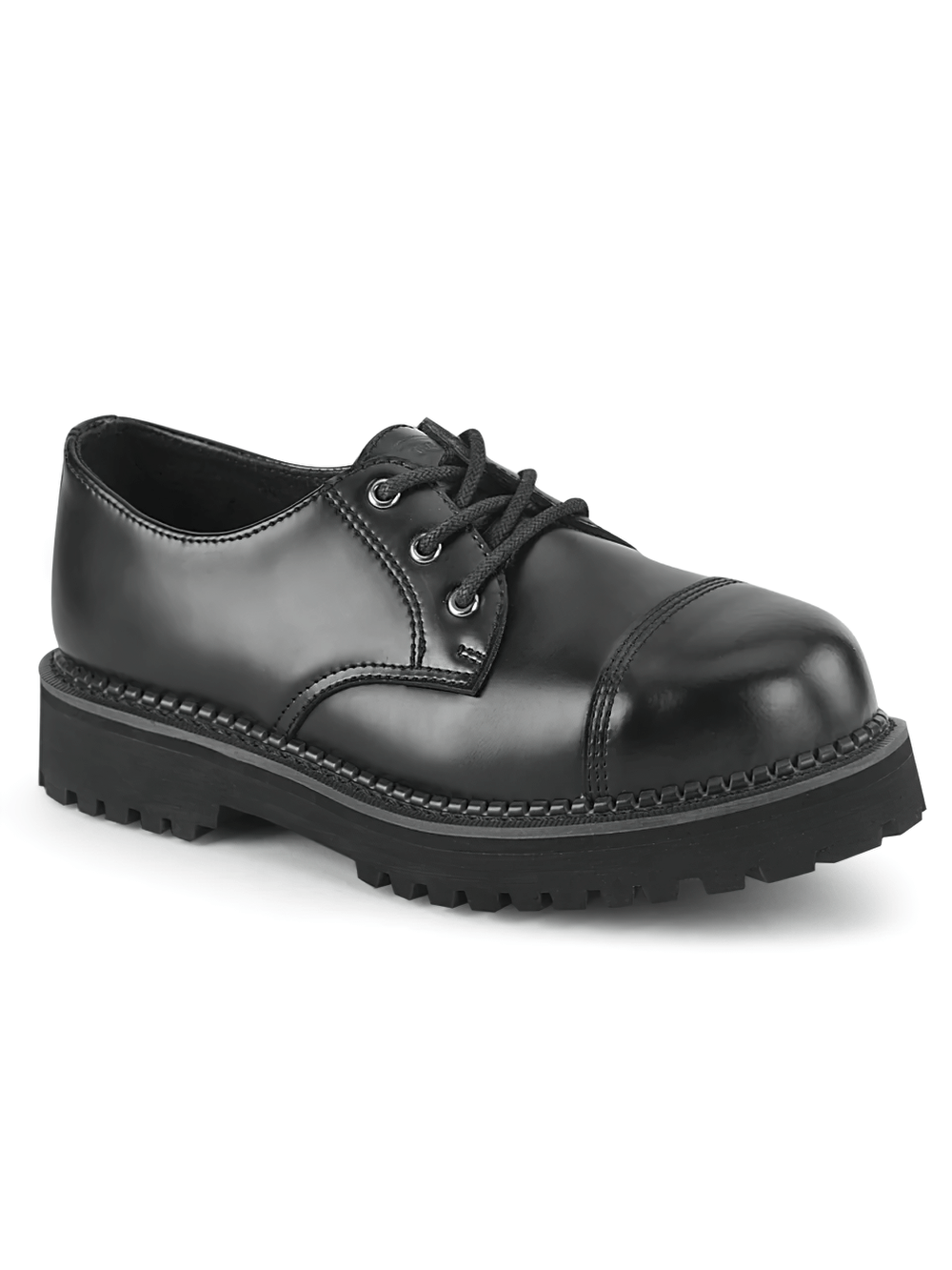 DEMONIA Black Leather Lace-Up Unisex Aesthetics Shoes