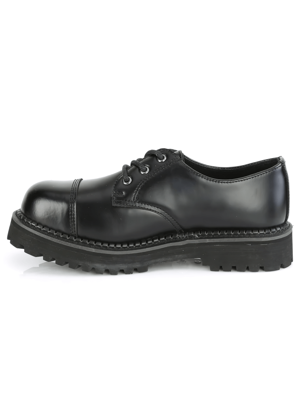 DEMONIA Black Leather Lace-Up Unisex Aesthetics Shoes