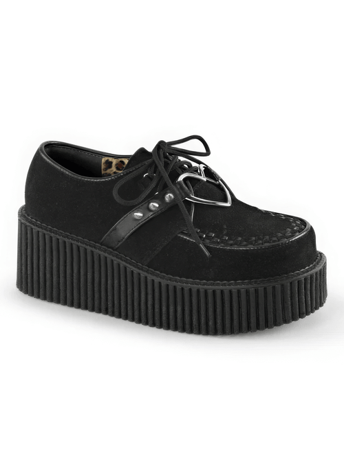 Creepers à plateforme noire DEMONIA avec joint torique en forme de cœur