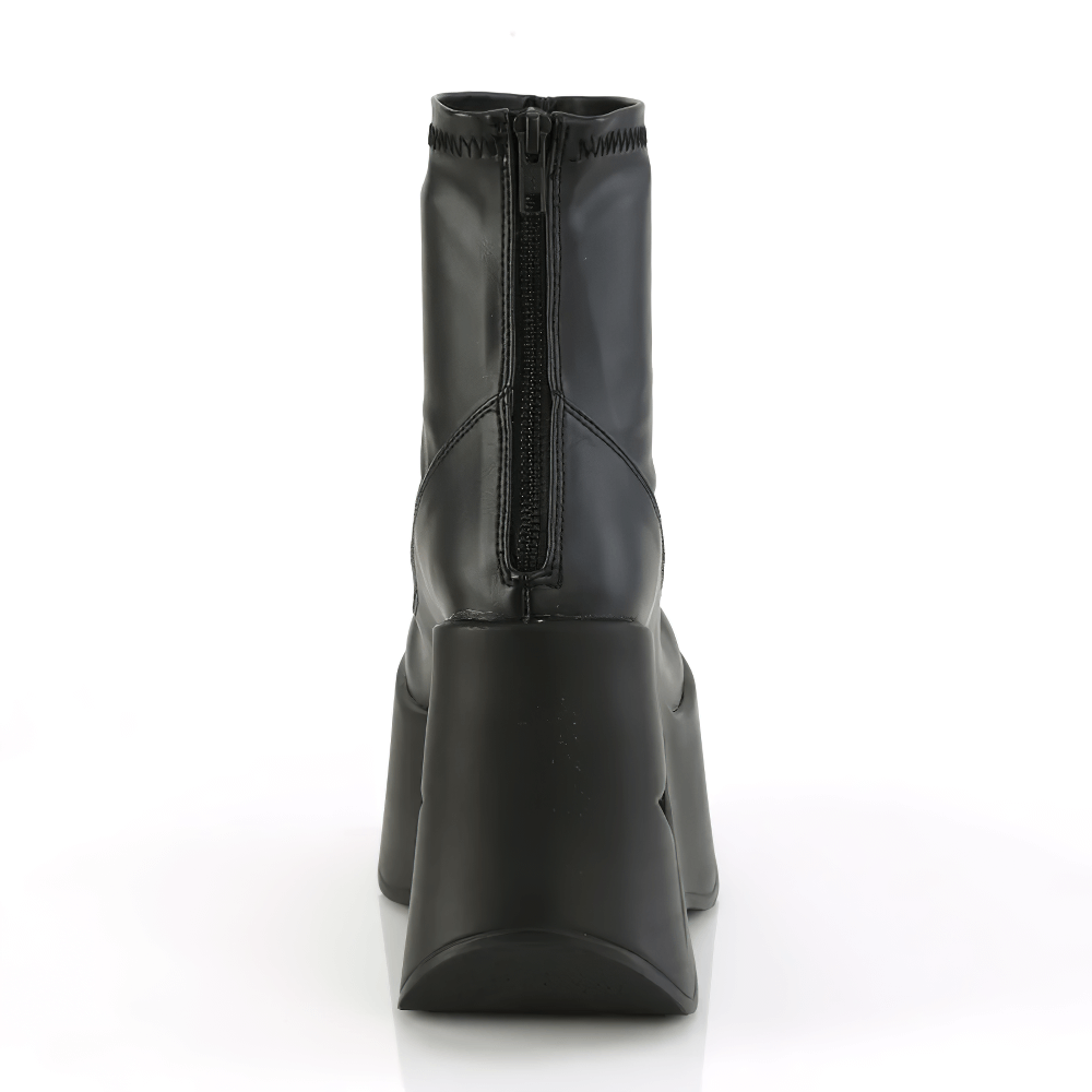 DEMONIA Black Star Platform Stretch Ankle Boots with Zip