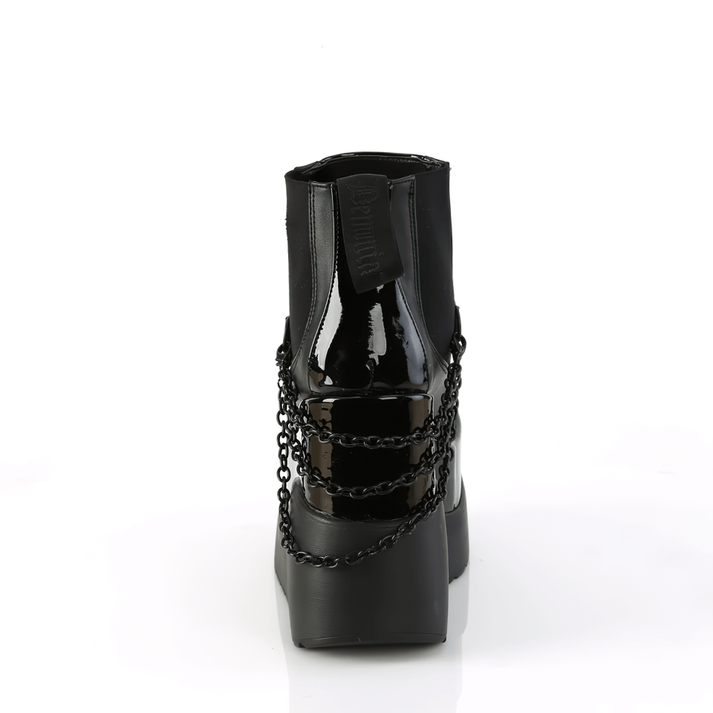 DEMONIA Black Tiered Platform Boots with Chains