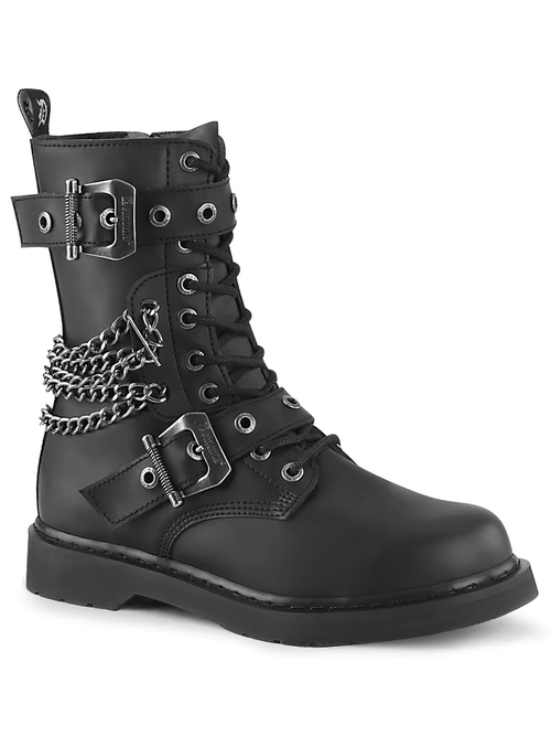 DEMONIA Bottes de combat à 10 œillets en cuir végétalien noir