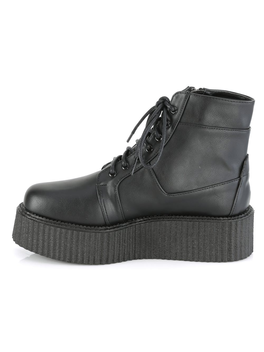 DEMONIA Black Vegan Leather Lace-Up Platform Boots