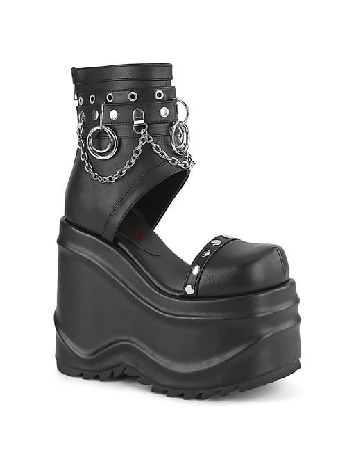 Botines de plataforma con cuña y cadenas color negro DEMONIA
