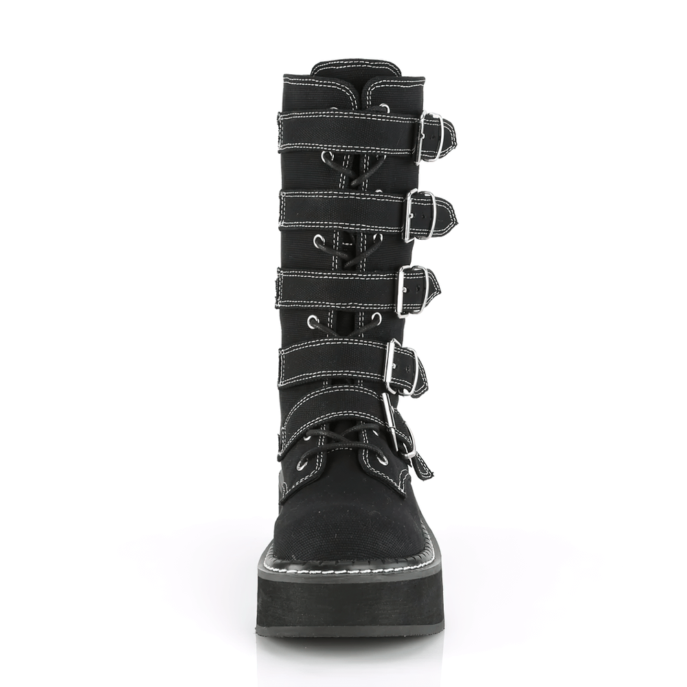 DEMONIA Buckle-Straps Mid-Calf Boots with Platform