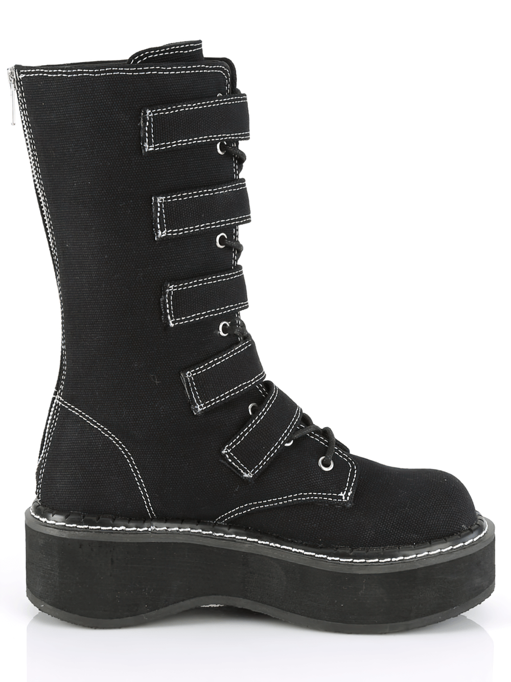 DEMONIA Buckle-Straps Mid-Calf Boots with Platform