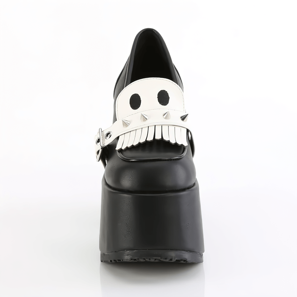 DEMONIA Chunky Platform Loafers with Silver Spikes