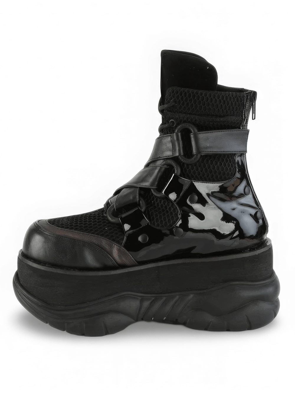 DEMONIA Cyberpunk Ankle Boots with Criss-Cross Straps