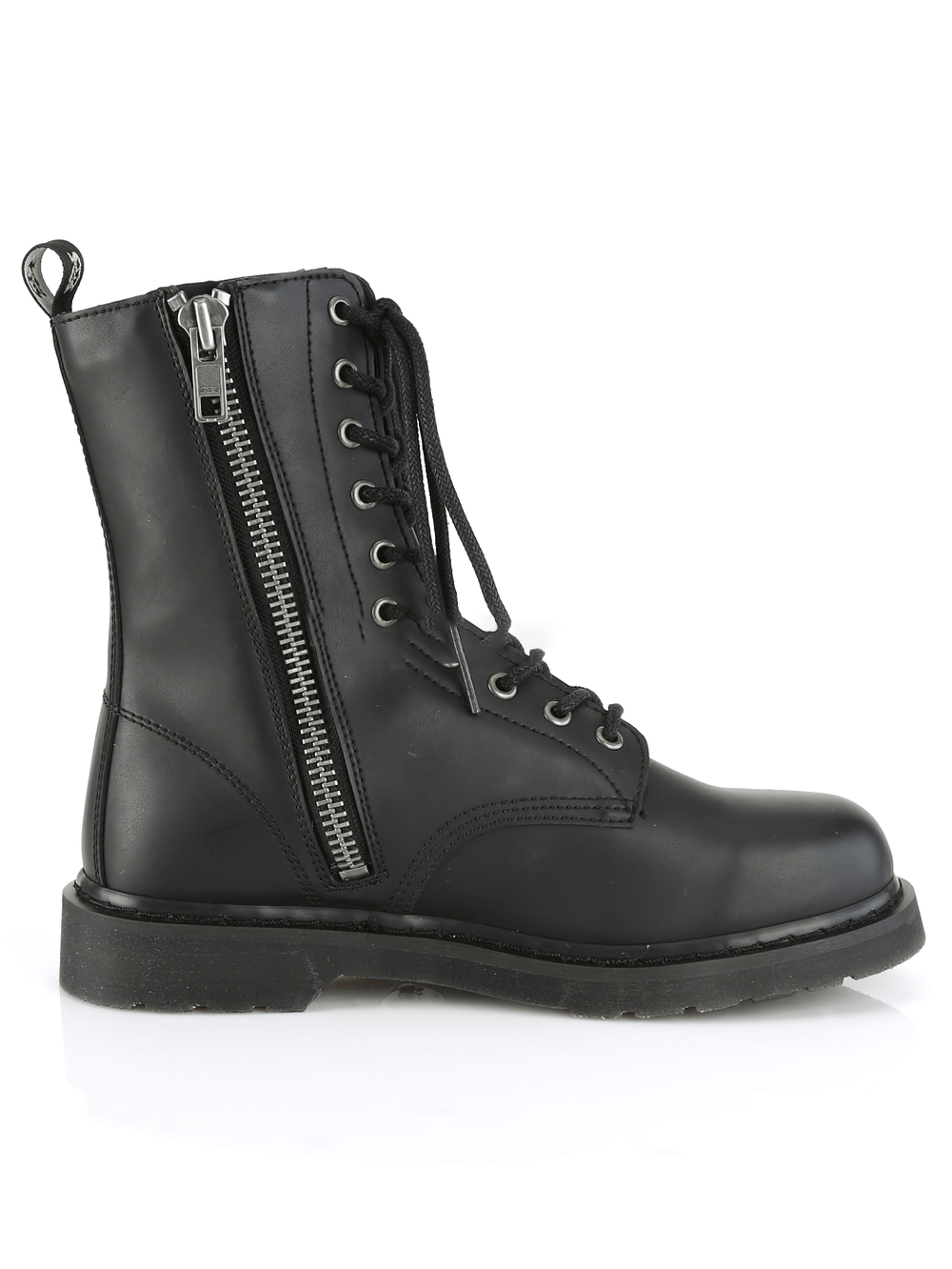 DEMONIA Eco-Friendly Lace-Up Vegan Boots with Zip Closure