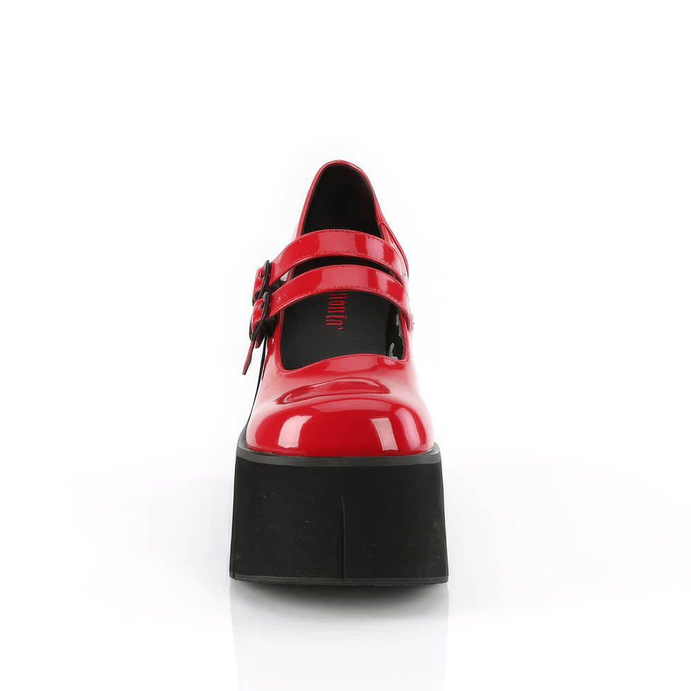 DEMONIA Edgy Red Double-Strap Platform Mary Janes