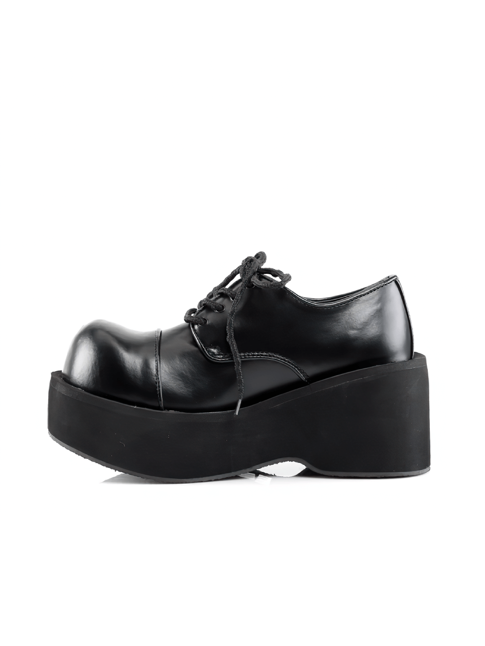 Demonia black platform goth punk rockabilly shoes with bold 3 1/4" platform for edgy style.